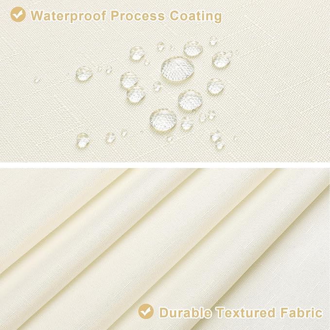 MitoVilla 3 in 1 Shower Curtain Set, Cream Boho Farmhouse Linen Textured Bath - Image 3