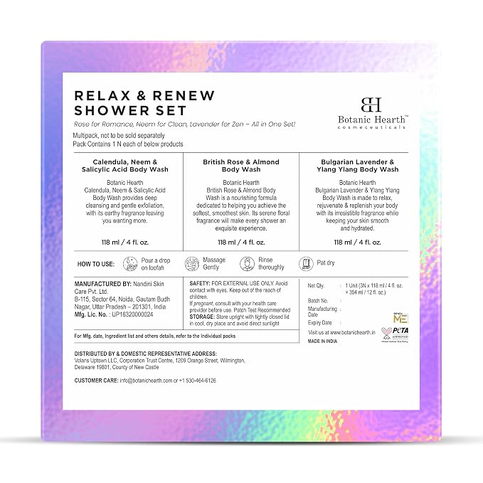 Botanic Hearth Relax & Renew Body Wash Set – British Rose, Lavender & Calendula - Image 3