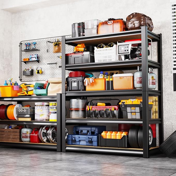 5-Tier Garage Shelving Heavy Duty Storage Shelves, Metal Adjustable Shelving - Image 2