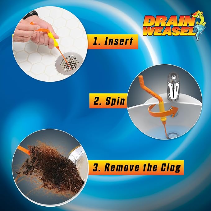FlexiSnake Drain Weasel Sink Snake Hair Clog Remover Tool, Bathtub Cleaner - Image 4