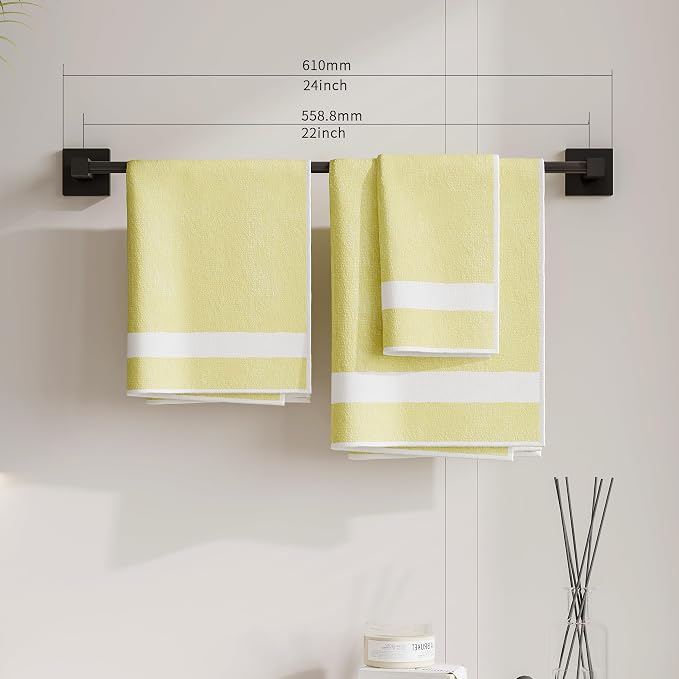 Ruacq Matte Black 21 Inch Single Towel Bar Square Bath Towel Holders Bathroom - Image 3