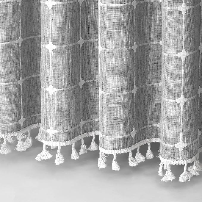 MitoVilla No Hooks Needed Boho Farmhouse Shower Curtain - Image 5