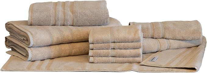 Mosobam Luxury Turkish 10pc Deluxe Bath Bundle Body Hand Face Towel and Mat by Mosobam