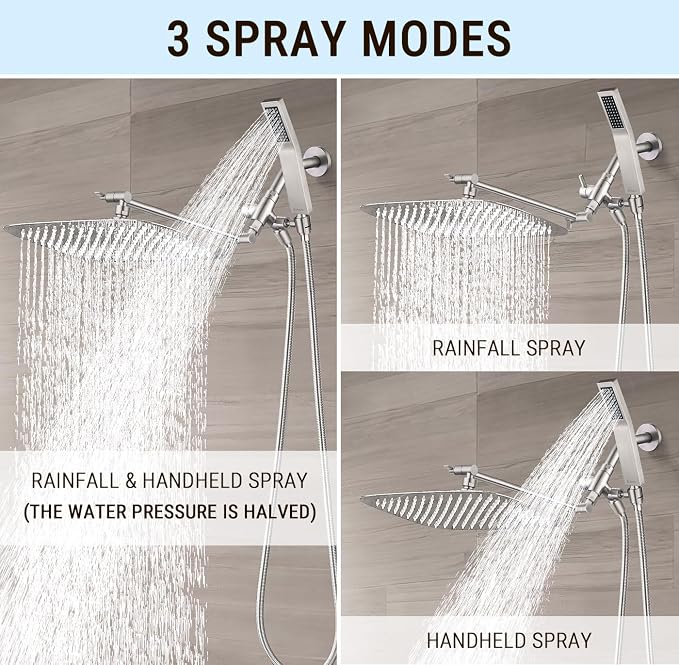 G-Promise All Metal 14 Inch Dual Square Shower Head - Image 2