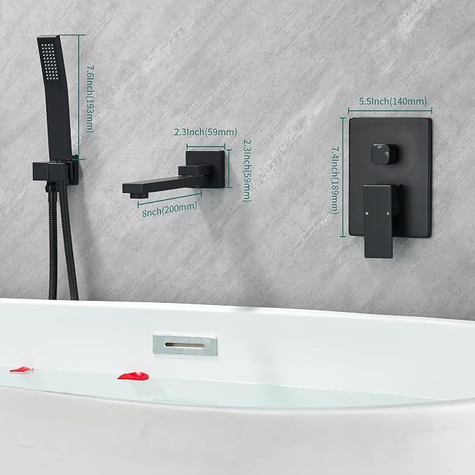 DASAN Swiveling Wall Mount Tub Filler Faucet Set - Image 5