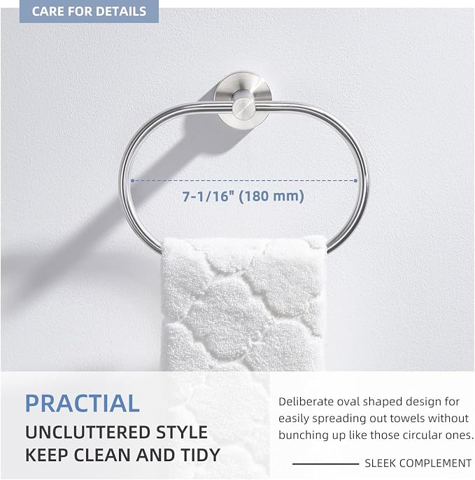 Angle Simple Towel Ring Swivel, SUS 304 Stainless Steel Bathroom Hand Towel - Image 5