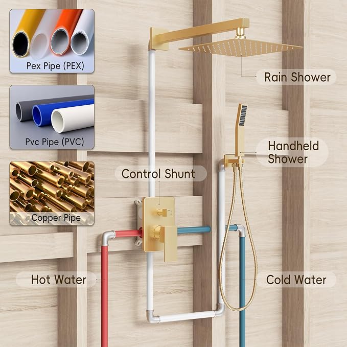 Gold Shower System, Shower Faucet Set - Image 9