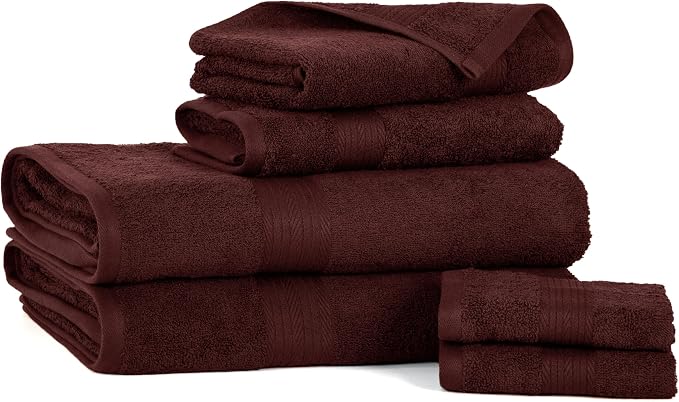 Ample Decor 100% Cotton Bathroom Towels Set of 6-2 Bath Towels, 2 Hand Towels - Image 3