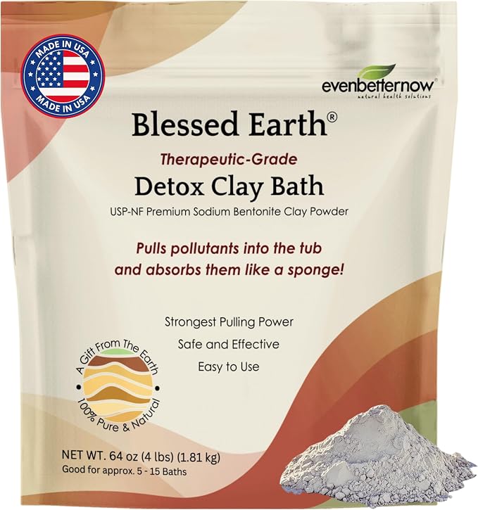 Blessed Earth Detox Clay Bath, 100% Pure Sodium Bentonite Therapeutic Grade – by Evenbetternow