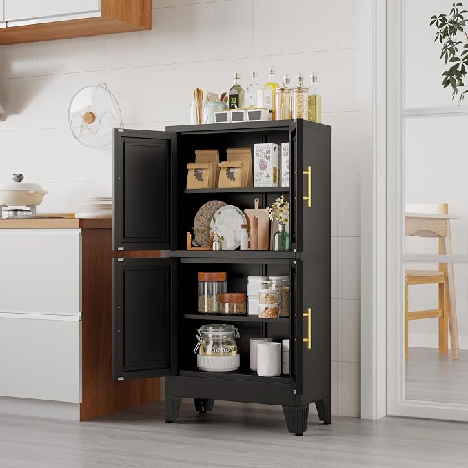 47.25" Metal Storage Cabinet, Freestanding Bathroom Cabinet, Pantry - Image 5