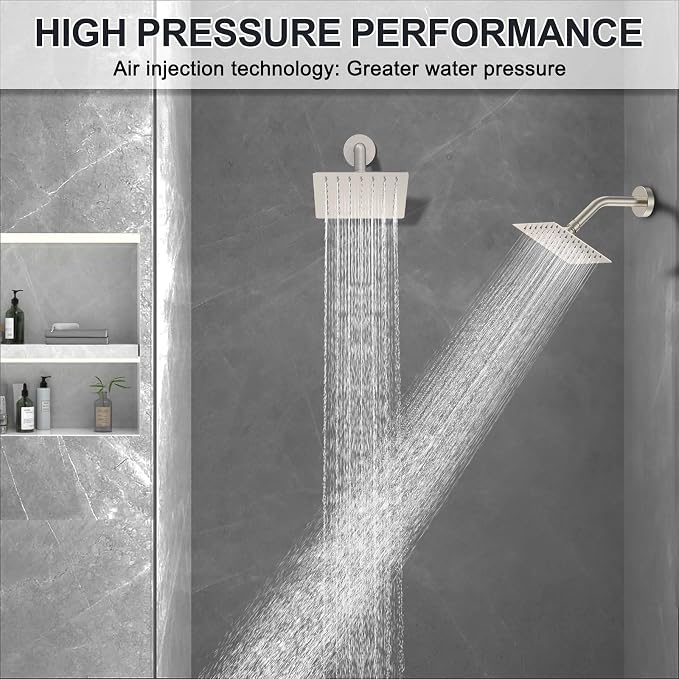 Iriber Shower Faucet Set Brushed Nickel, Push Button Diverter Bathtub Shower - Image 6
