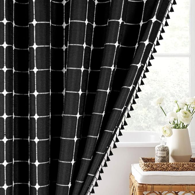MitoVilla Boho Small Stall Shower Curtain 36 x 72, Narrow Polyester Linen - Image 7