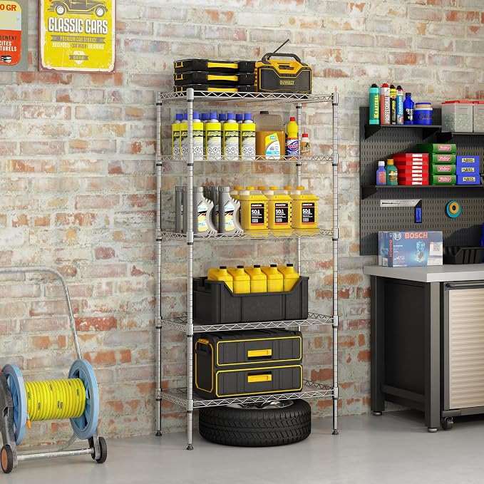 5 Tier Storage Racks Shelving, Heavy Steel Pantry Shelves, Adjustable Wire - Image 4