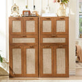 LEYAOYAO 48" Tall Storage Cabinet Set of 2, Rattan Bathroom Floor Cabinets by LEYAOYAO-Findtheshiningpointofyourideallife%EF%BC%81