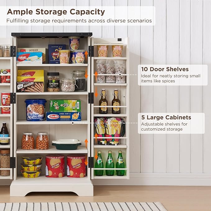 ACCOHOHO 47" Kitchen Pantry, Farmhouse Storage Cabinet - Image 4