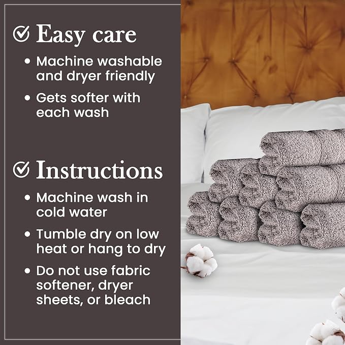HALLEY Turkish 8 Pack Premium Washcloths 650 GSM Highly Absorbent Super Soft - Image 8