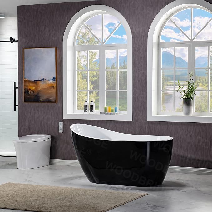 WOODBRIDGE 54" Freestanding White Acylic Soaking Bathtub - Image 5