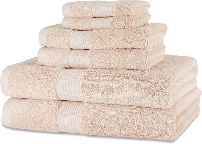Amazon Basics Fade Resistant Bath, Hand and Washcloth Towel Set, 100% Cotton by AmazonBasics