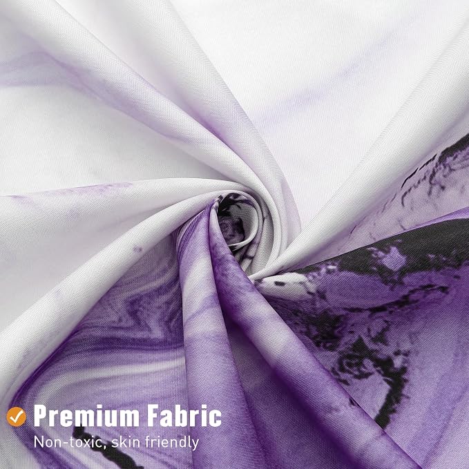 MitoVilla Purple Marble Shower Curtain, Abstract Ombre Fabric Shower Curtains - Image 5