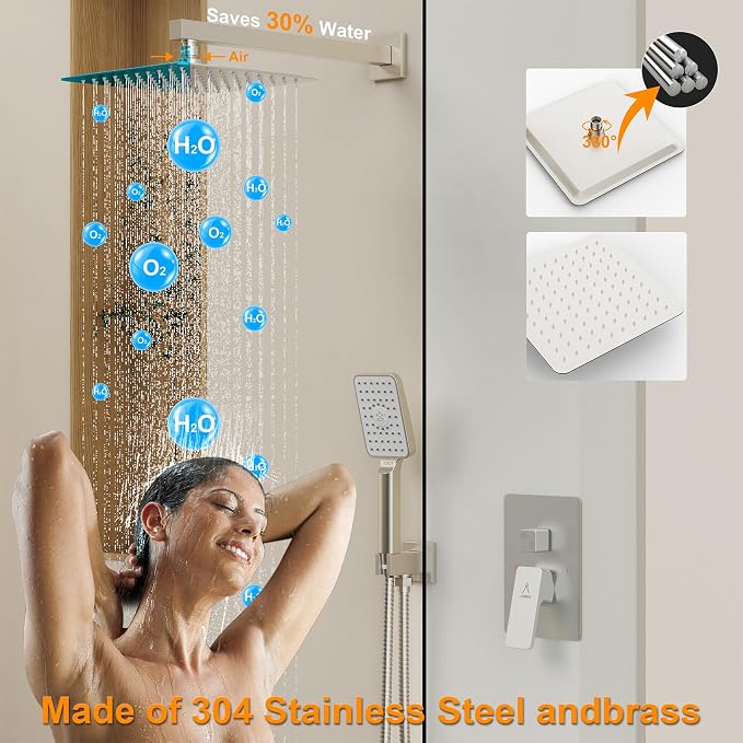 Shower System 10IN Modern Rain Brass Faucet Set - Image 5