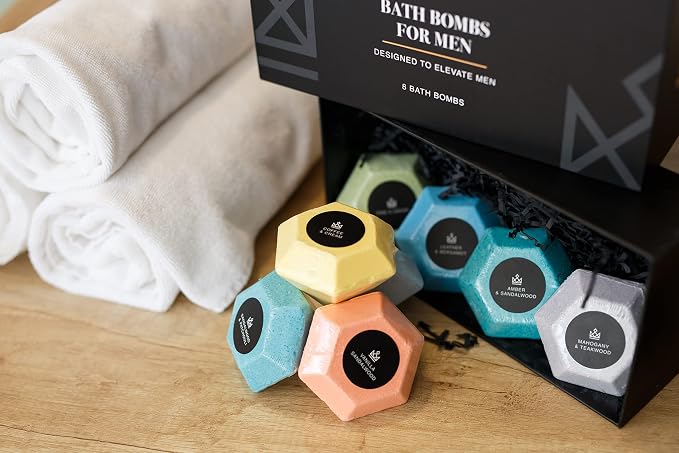 Bath Bombs for Men, Diamond Shape, Gifts for Men, 8 Large 5oz Bombs, 100% - Image 7