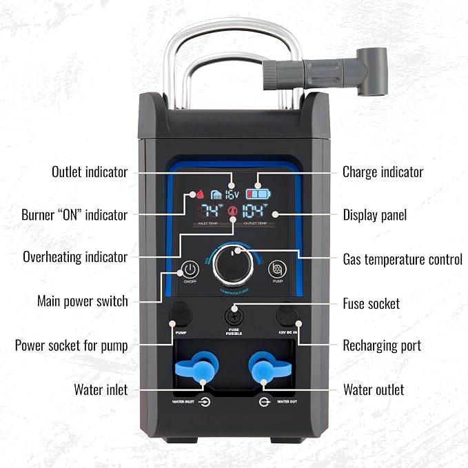 Hike Crew Propane Water Heater & Shower Pump | Rechargeable Portable Outdoor - Image 5