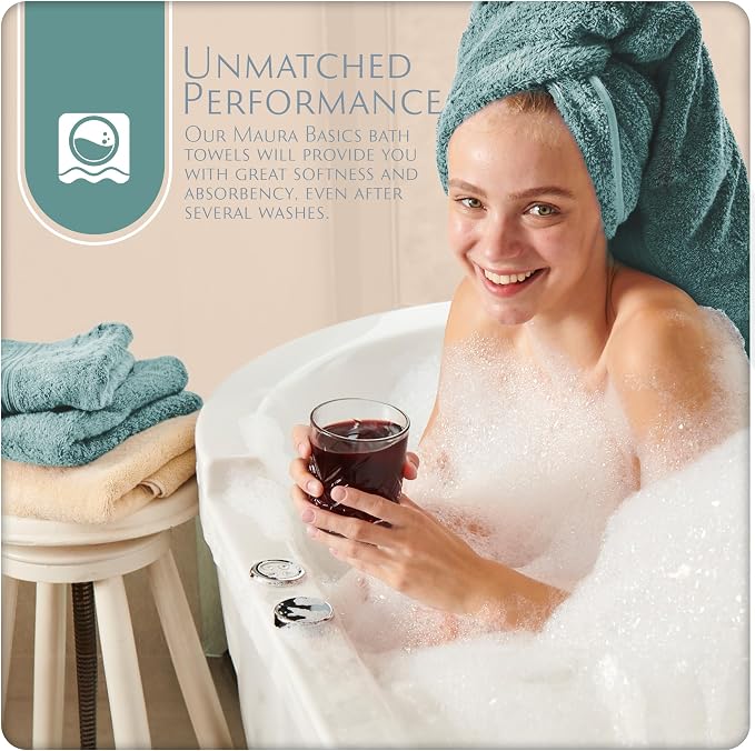 MAURA Basics Performance Bath Towels 100% Turkish Cotton - Image 5