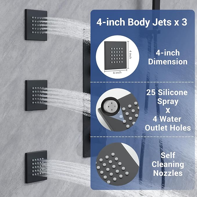 Matte Black Thermostatic Shower System - Image 6
