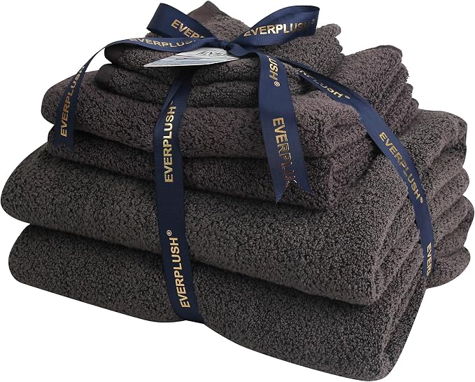 Everplush Diamond Jacquard 6 Pieces Bath Towel Set, Luxury Super Soft Oversized - Image 3