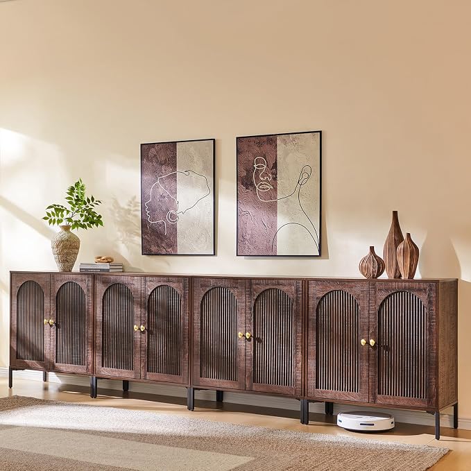 Bathroom Cabinet with Storage, 123.5" W Fluted Arched Free Standing Floor by IFGETEnrichYourLivingSpace