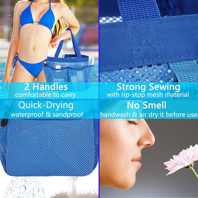 Mesh Shower Caddy Portable for College Dorm Room Essentials, 8-Pocket Large - Image 6