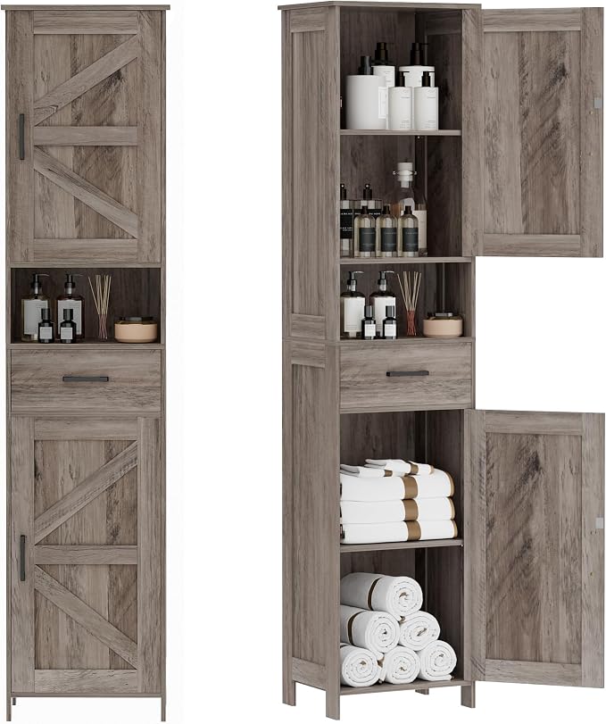 Homhedy 67" H Tall Bathroom Storage Cabinet by Homhedy