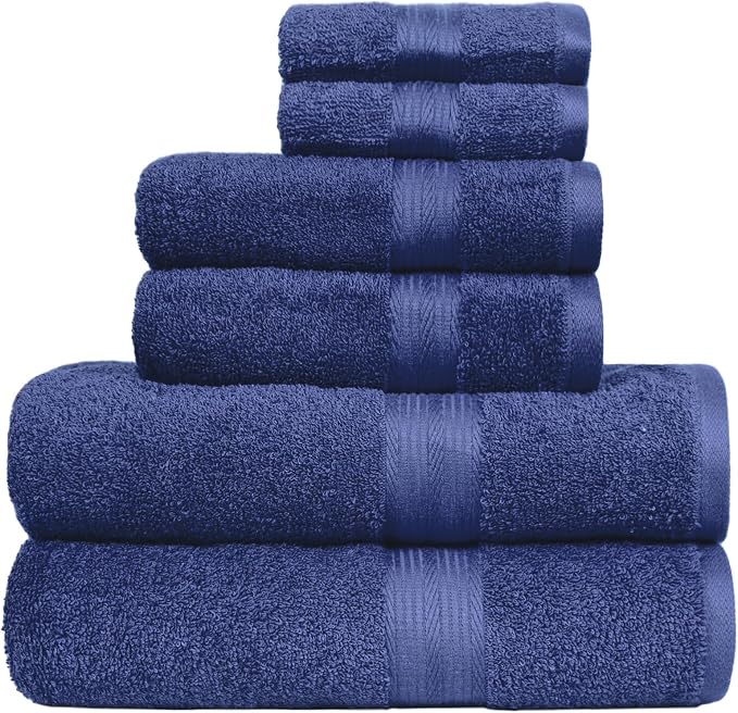 Amazon Basics 6 Piece Oversized Fade resistant Towel set, 100% Cotton towels - Image 8