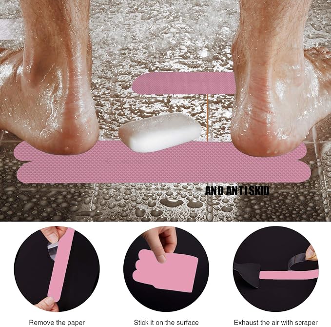 Anti Slip Shower Stickers, Safety Bathtub Strips Adhesive Decals - Image 4