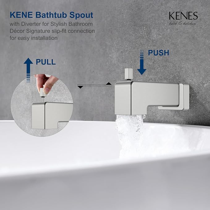KENES Brushed Nickel Tub Shower Faucet Set Complete, Tub and Shower Trim Kit - Image 8