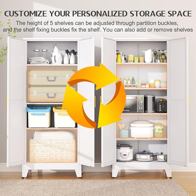75.2" Tall Metal Kitchen Pantry Storage Cabinets - Image 4