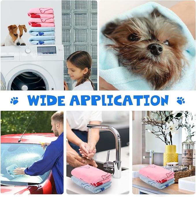 Chumia 4 Pcs Dog Towels for Drying Dog Puppy Bulk Microfiber Absorbent Paw - Image 5