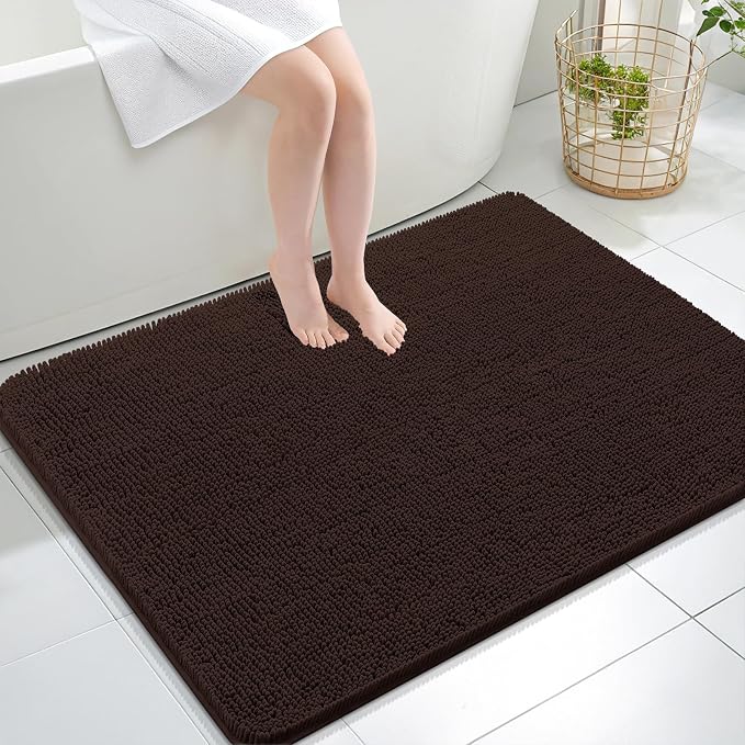 OLANLY Bathroom Rugs 40x32, Extra Soft Absorbent Chenille Bath Rugs, Rubber by OLANLY