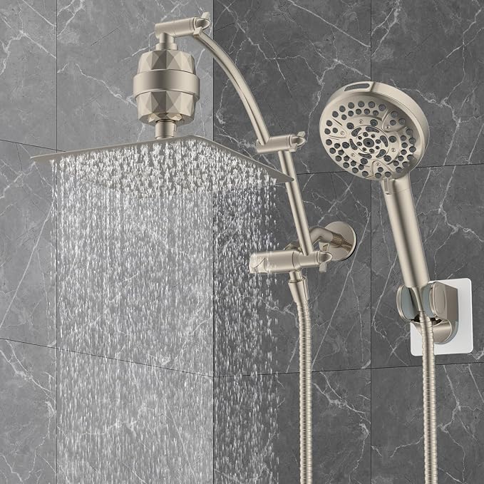 Hibbent All Metal 10'' Dual Filtered Rainfall Shower Head Combo, High Pressure - Image 9