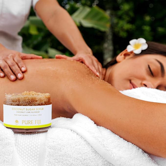 Pure Fiji Coconut Sugar Body Scrub, Coconut Lime Blossom - Image 5