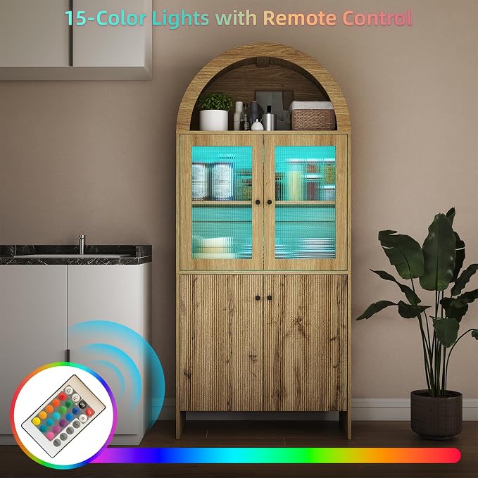 69" Tall Arched Kitchen Pantry Cabinet, 5-Tier Dome Cabinet - Image 3