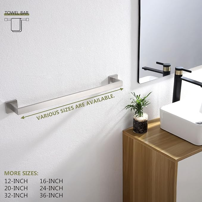 KOKOSIRI 24-Inch Single Towel Bar, Bathroom Kitchen Towel Holder, Wall Mounted - Image 3