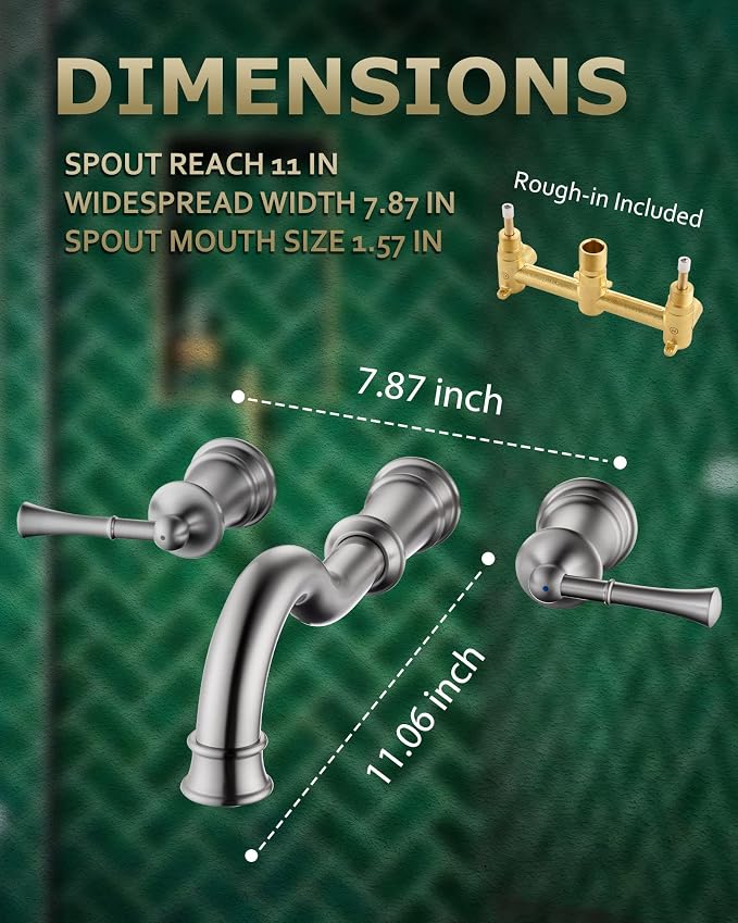 Roman Bathtub Faucet Wall Mount Widespread Tub Filler - Image 5