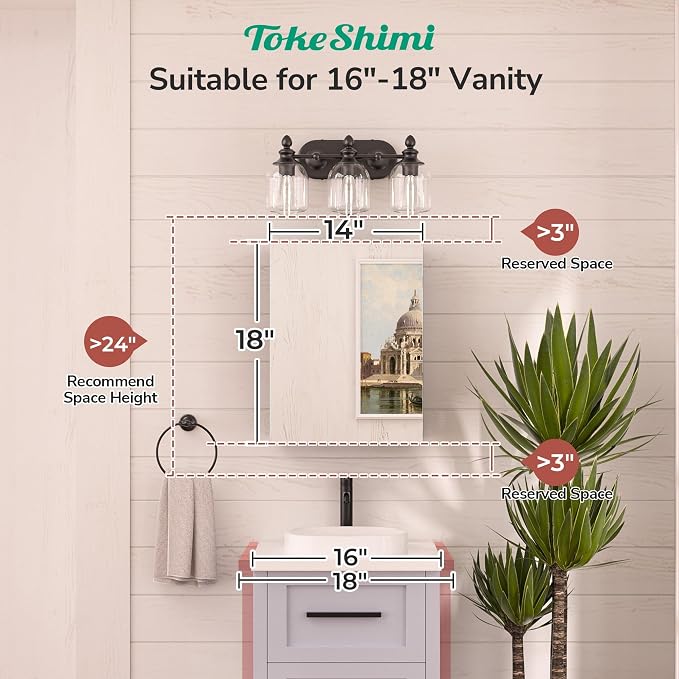 TokeShimi 14x18 Bathroom Medicine Cabinet, Tempered Mirror - Image 4