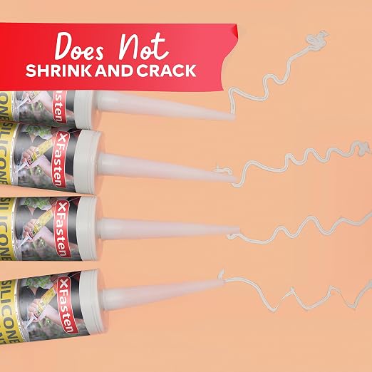 XFasten White Silicone Caulk 10.1 oz 100% Silicone Odorless Waterproof Sealant - Image 7