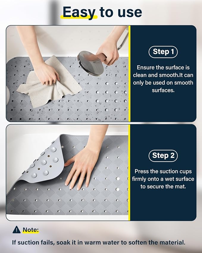 Non Slip Bathtub Mat for Tub & Shower, Machine Washable 40"x16" Anti Slip Bath - Image 7