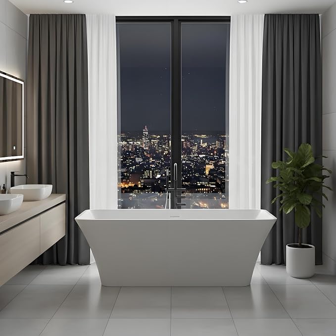 Freestanding Bathtub 59 Inch Compact Acrylic Soaking Tub by Unknown