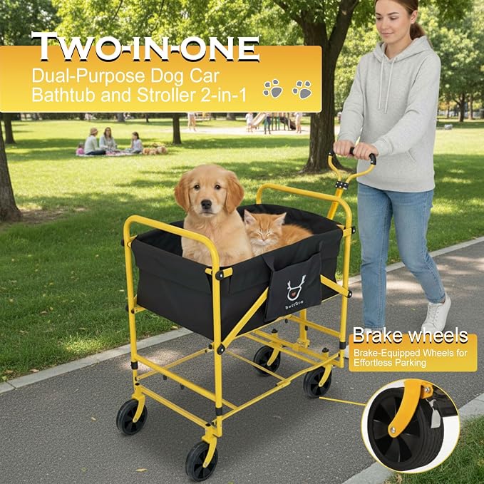 2-in-1 Dog Bathtub and Dog Stroller, Portable Dog Bath and Pet Stroller - Image 4