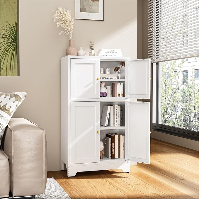 Metal Bathroom Storage Cabinet, Freestanding Pantry Floor Cabinet - Image 5