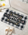 Sweet Home Bath Mat, Spring Floral Bathroom Rugs, Absorbent Bath Rug Floor Rug by Elightvap
